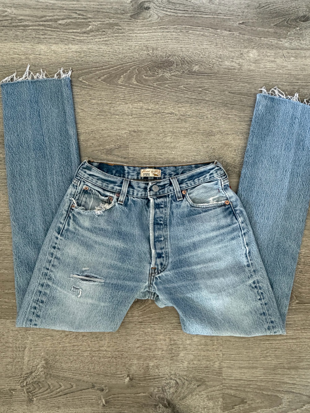 Fox Light Blue Straight Leg Women's Jeans with Frayed Hem